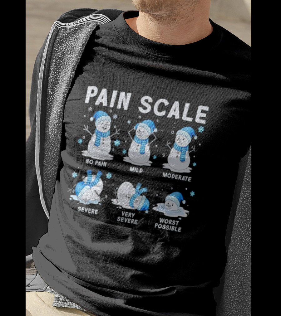 Pain Scale Snowman Nurse Christmas Xmas Snow Severe Very Severe Worst Possible Holiday Pajamas T-Shirt