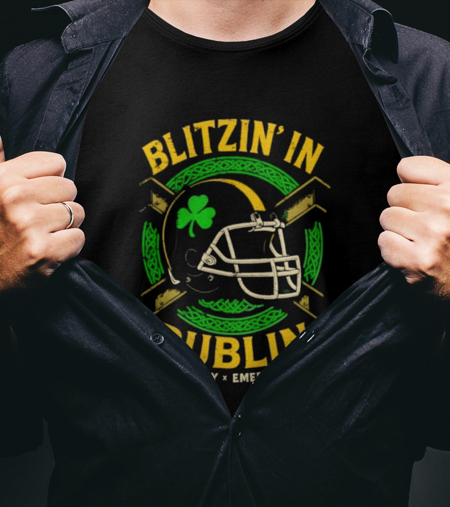 Blitzin’ In Dublin Steel City Emerald Isle Helmet Shamrock T-Shirt