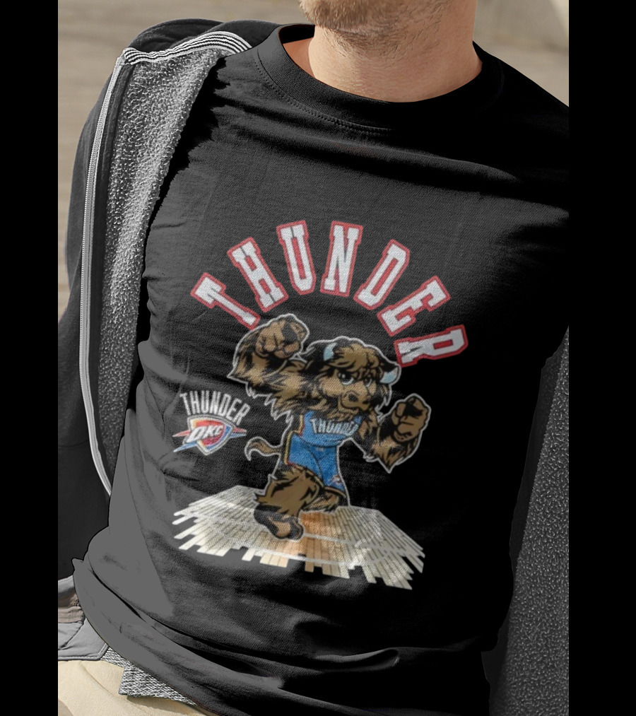 THUNDER Oklahoma City OKC Basketball Mascot T-Shirt