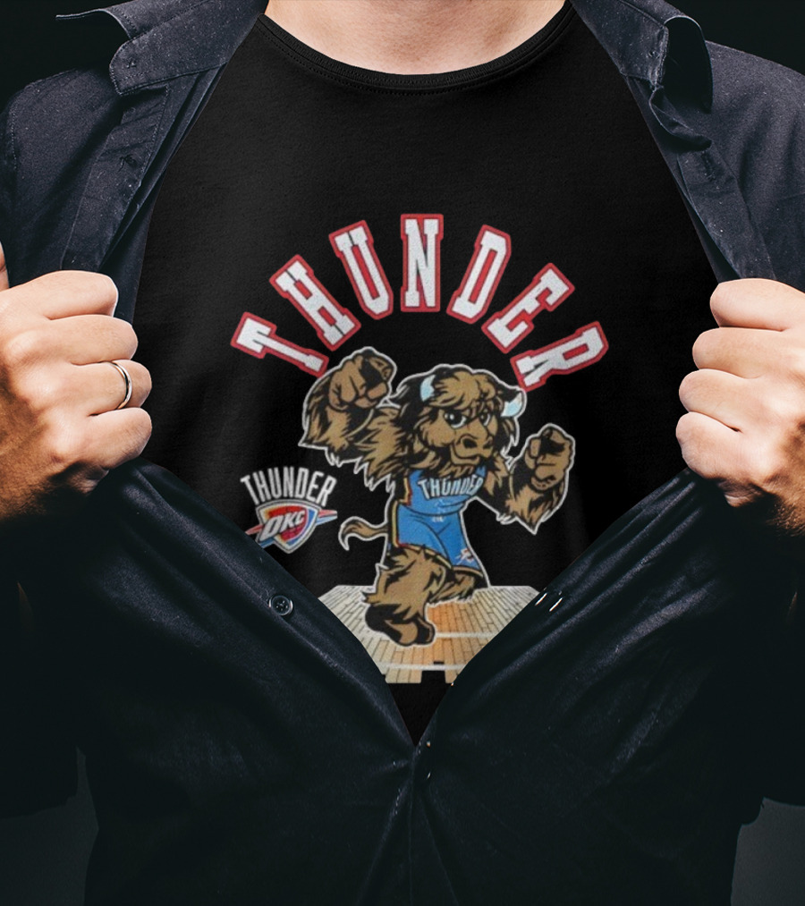 THUNDER Oklahoma City OKC Basketball Mascot T-Shirt
