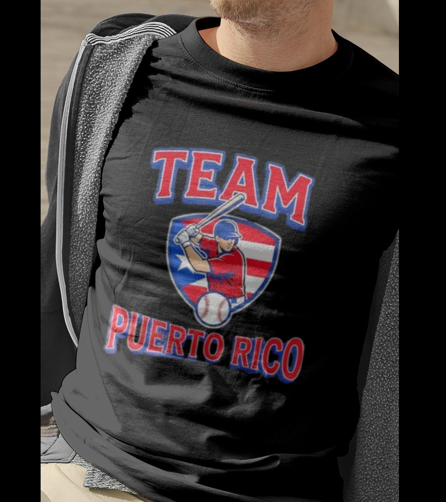 Team Puerto Rico Baseball Flag Player Patriotic USA T-Shirt