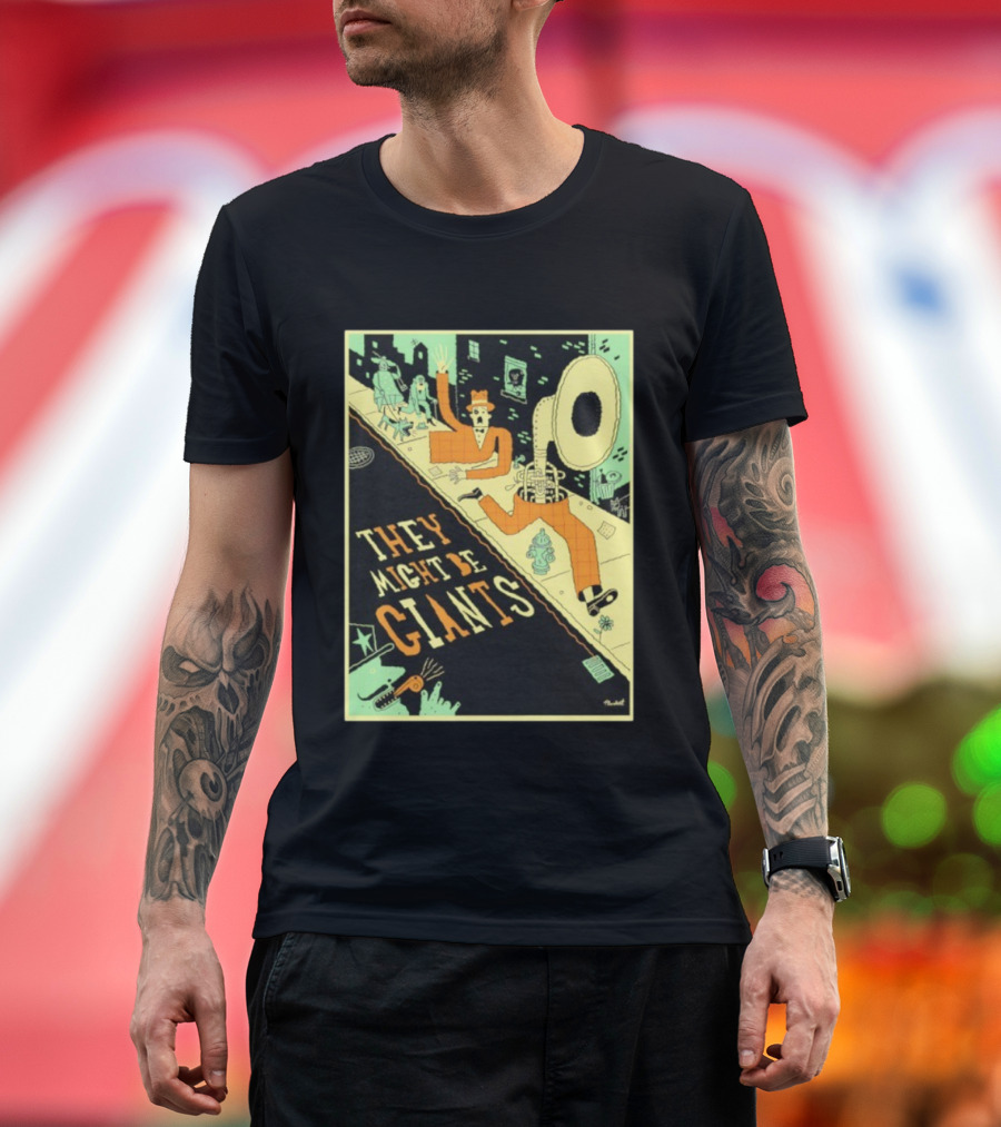 They Might Be Giants Comic Style Tuba Man Illustration T-Shirt