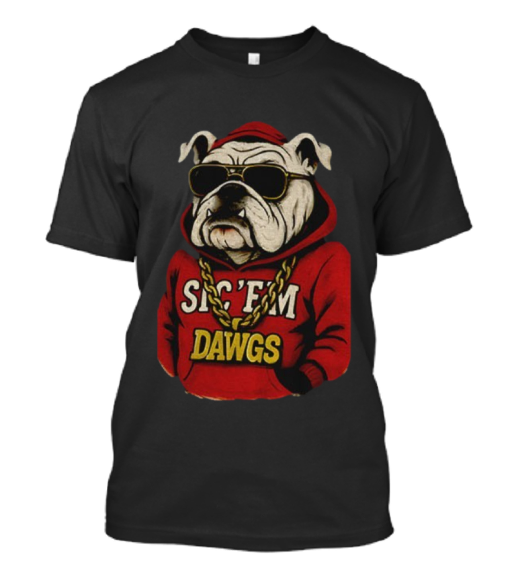 UGA SEC Championship 2025 Sic ’Em Dawgs Bulldog In Red With Sunglasses And Chain T-Shirt