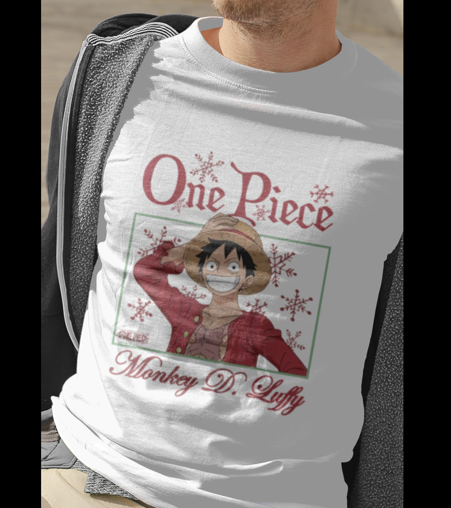 One Piece Monkey D. Luffy Happy Holidays Christmas Snowflakes T-Shirt