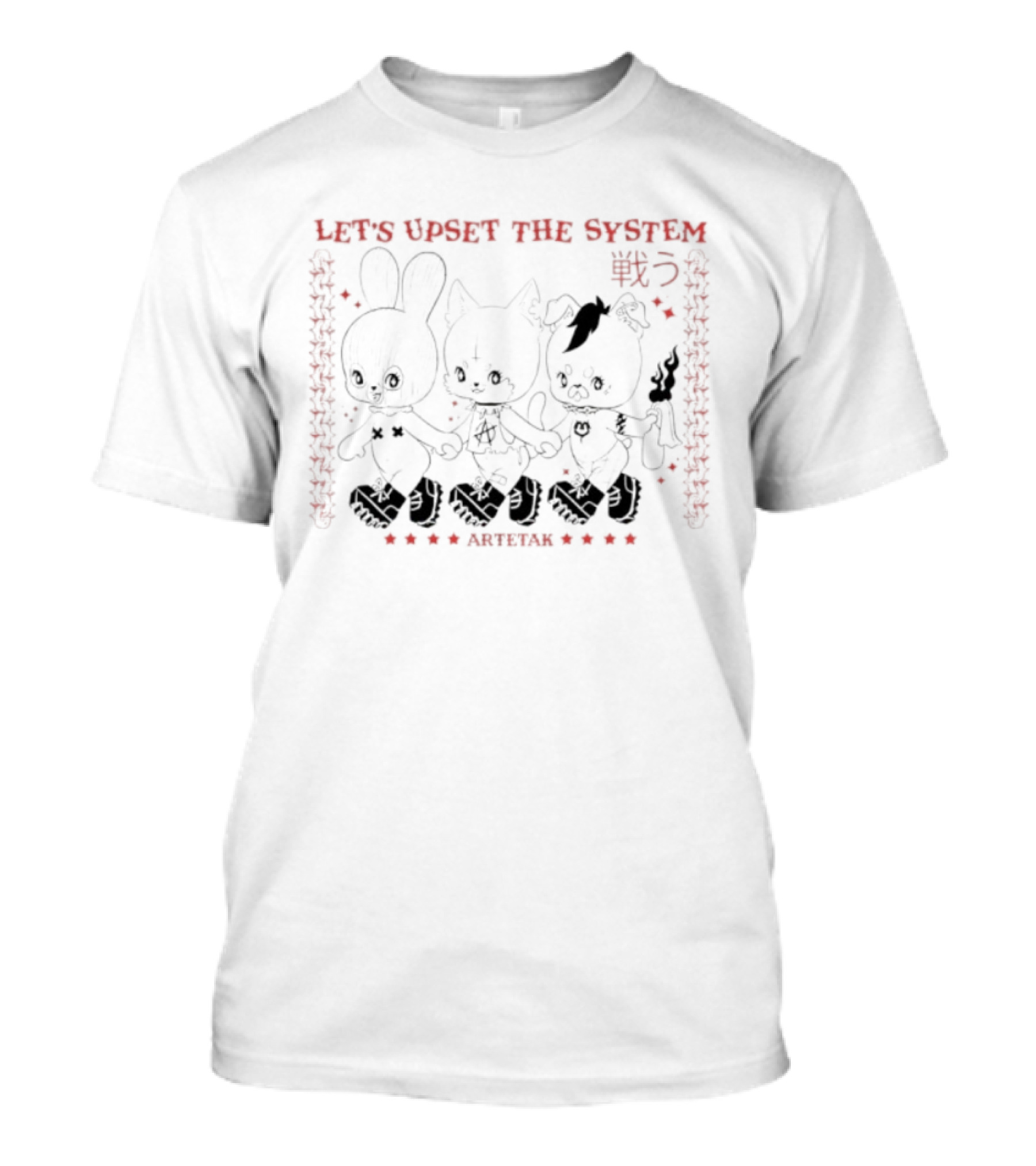 Let's Upset The System Three Anthropomorphic Animals Japanese War Artteak T-Shirt