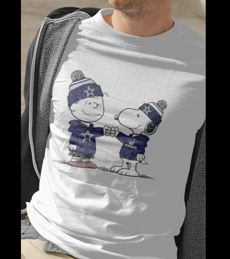 Snoopy Charlie Brown Go Cowboys Super Bowl Dallas Cowboys Fan Apparel T-Shirt