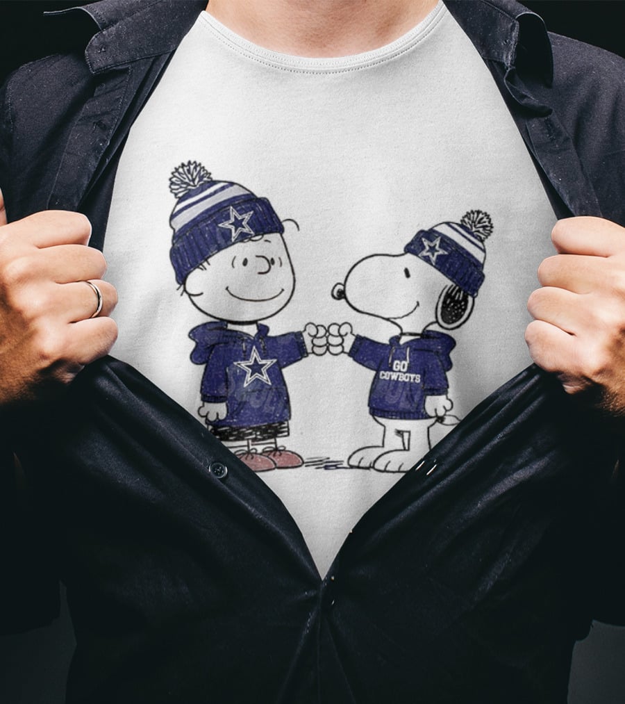 Snoopy Charlie Brown Go Cowboys Super Bowl Dallas Cowboys Fan Apparel T-Shirt