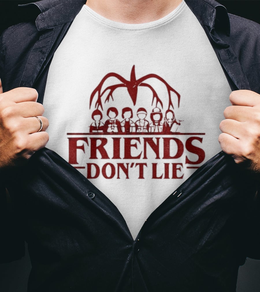 Stranger Things Friends Don’t Lie Upside Down 2025 Demogorgon Cast Silhouette T-Shirt