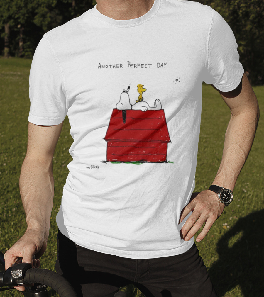 Snoopy And Woodstock Relaxing On Doghouse Perfect Day T-Shirt