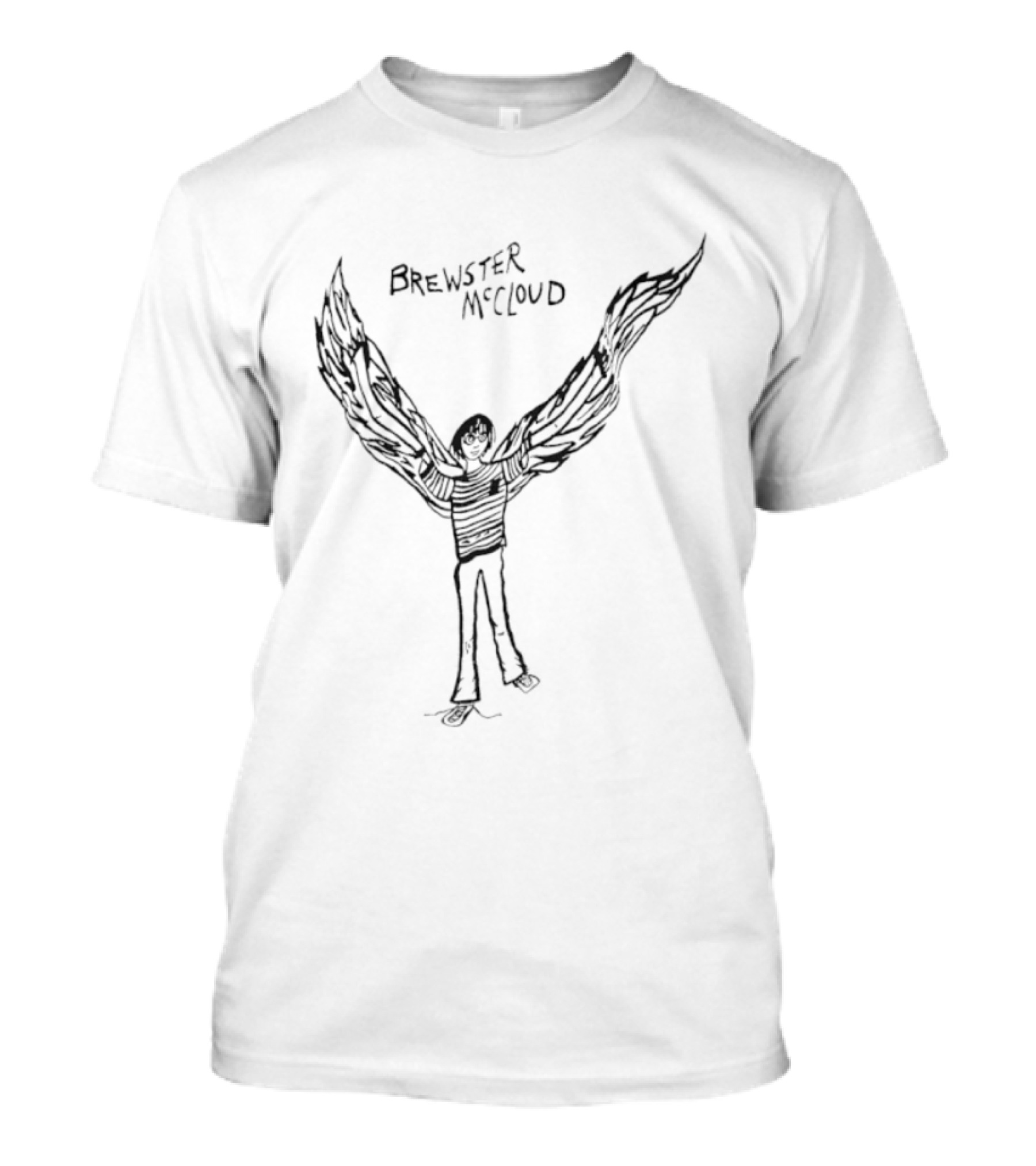 Brewster McCloud Wings Drawing Black And White Illustration T-Shirt