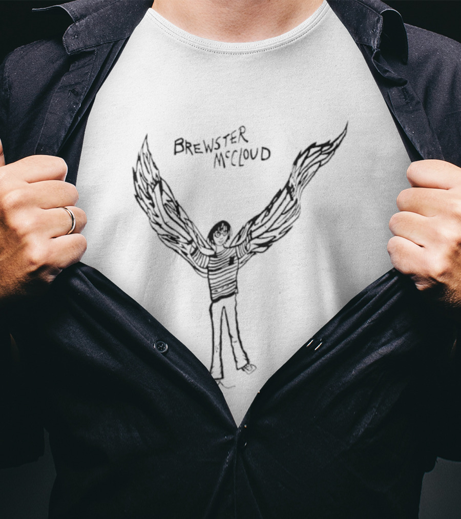 Brewster McCloud Wings Drawing Black And White Illustration T-Shirt