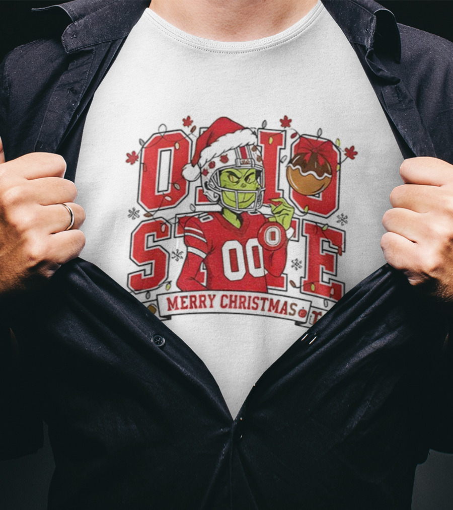 Ohio State Buckeyes Grinch Merry Christmas Football Fan Apparel T-Shirt