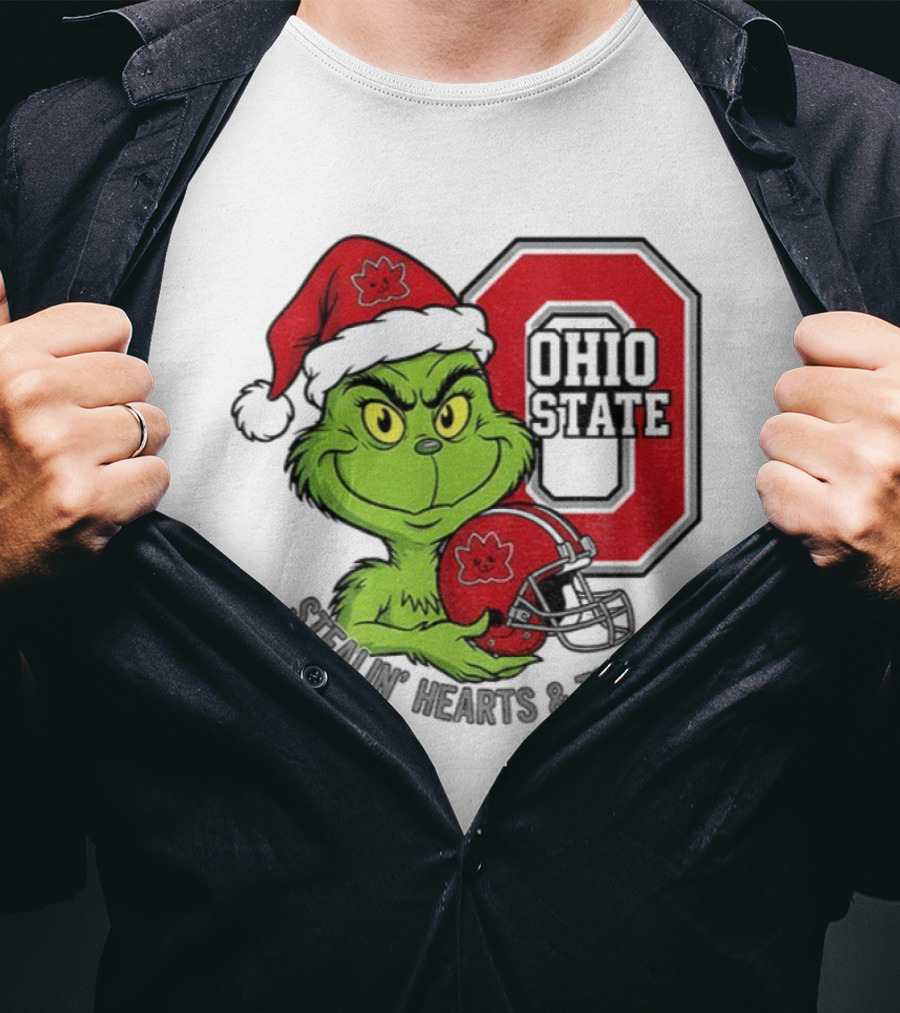 Ohio State Christmas Grinch Stealin’ Hearts Trophies T-Shirt