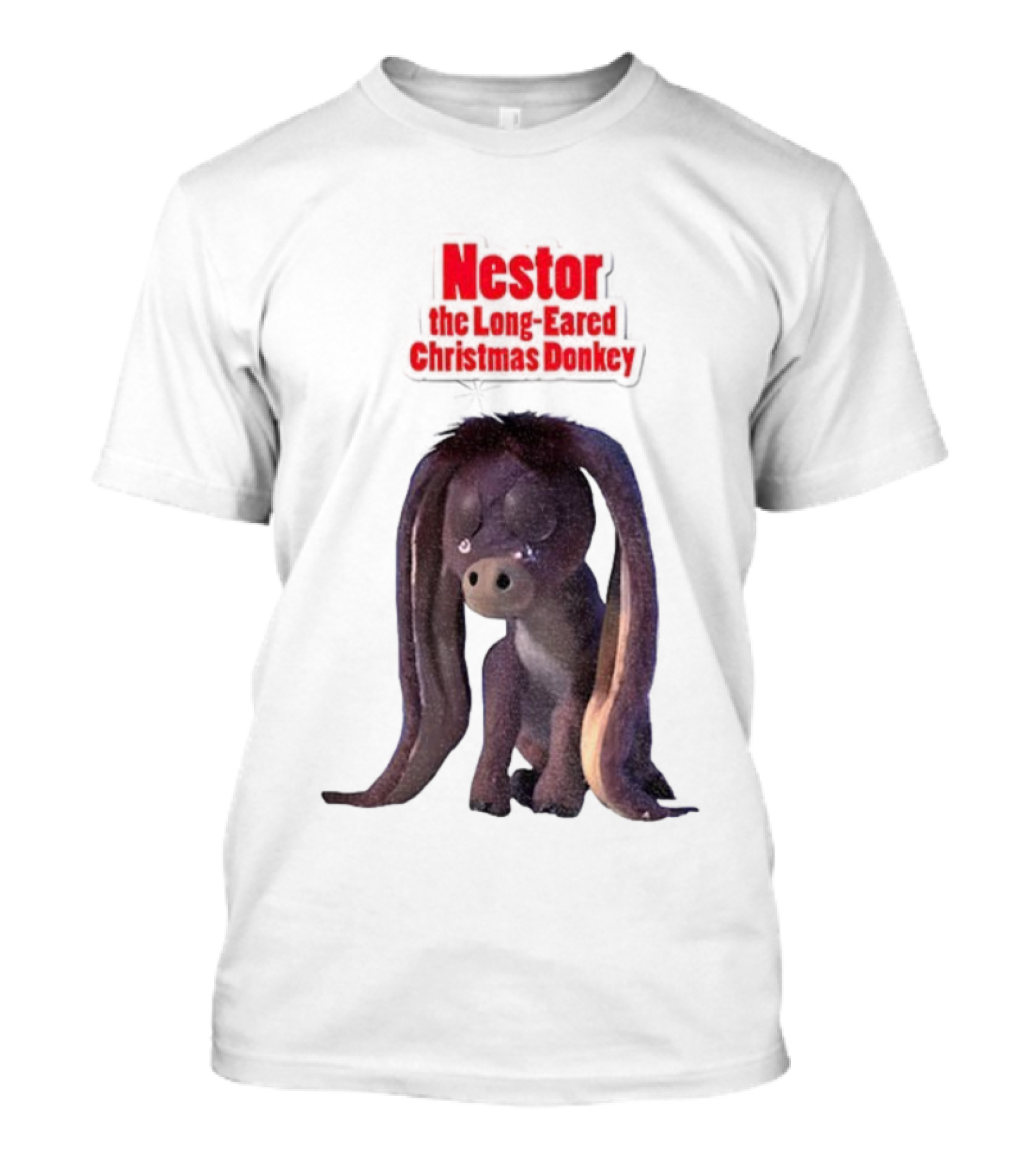 Nestor The Long Eared Christmas Donkey Character Illustration T-Shirt