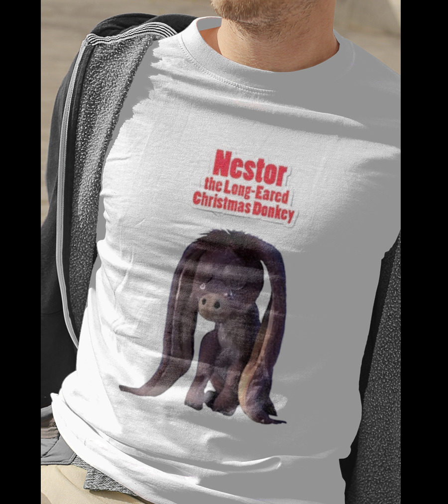 Nestor The Long Eared Christmas Donkey Character Illustration T-Shirt