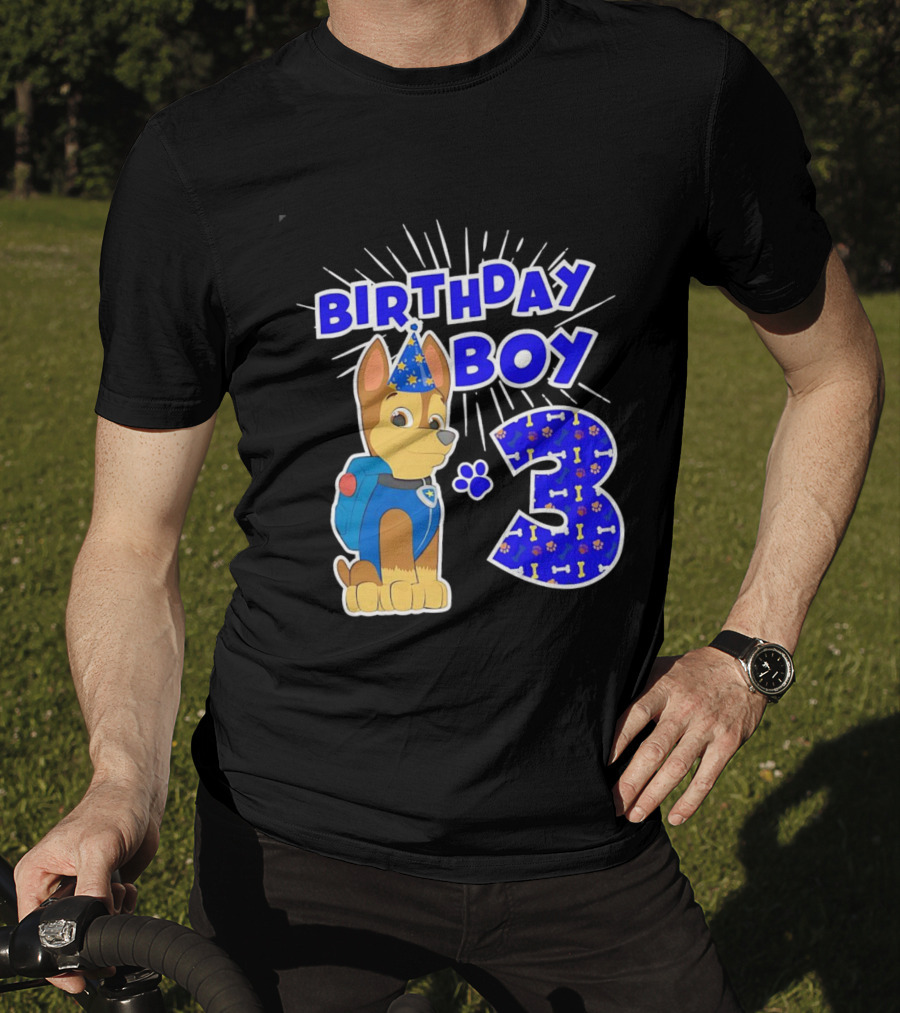 Birthday Boy Cute Police Pup Dog 3rd Party Theme T-Shirt