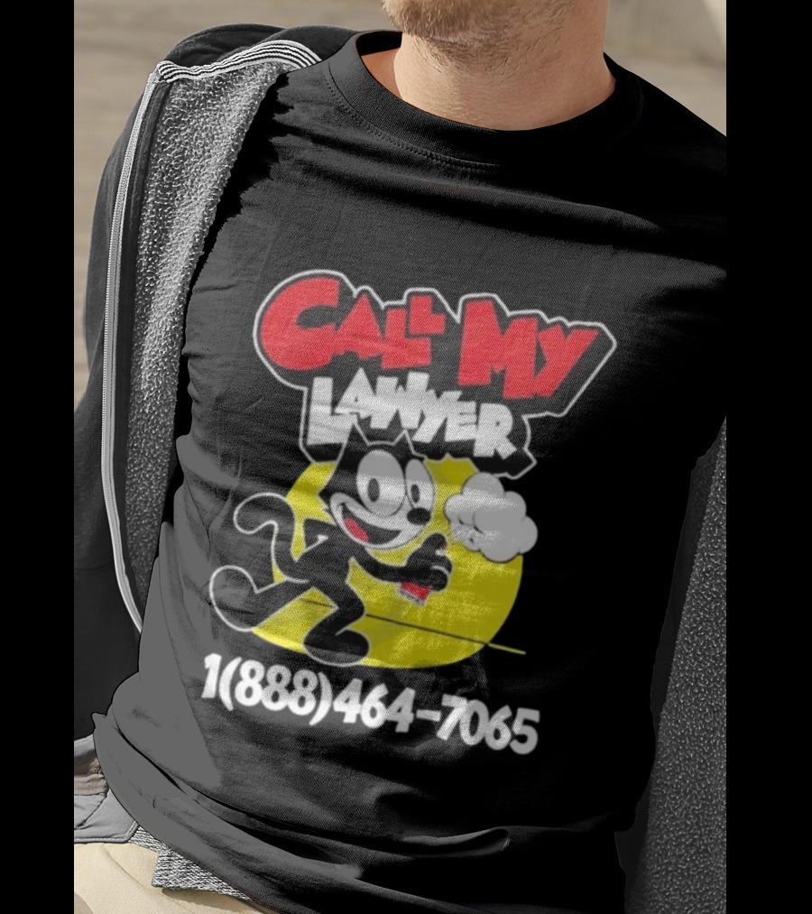 Call My Lawyer Felix The Cat Spray Paint Retro Style T-Shirt