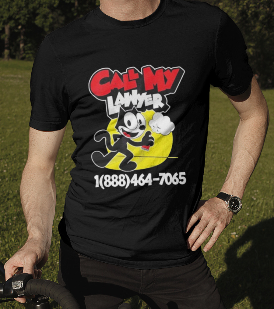 Call My Lawyer Felix The Cat Spray Paint Retro Style T-Shirt