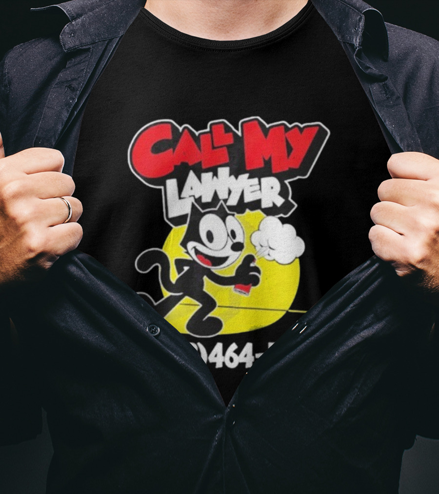 Call My Lawyer Felix The Cat Spray Paint Retro Style T-Shirt