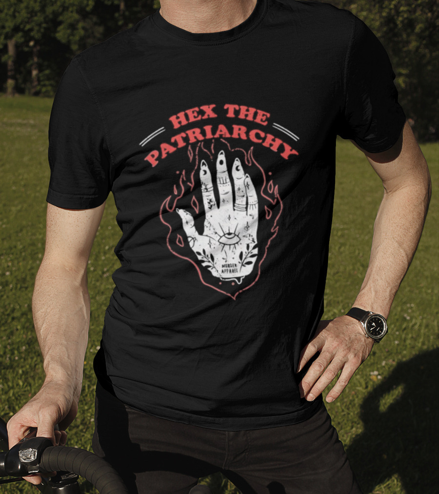 Hex The Patriarchy Hand Symbol With Mystical Flames T-Shirt