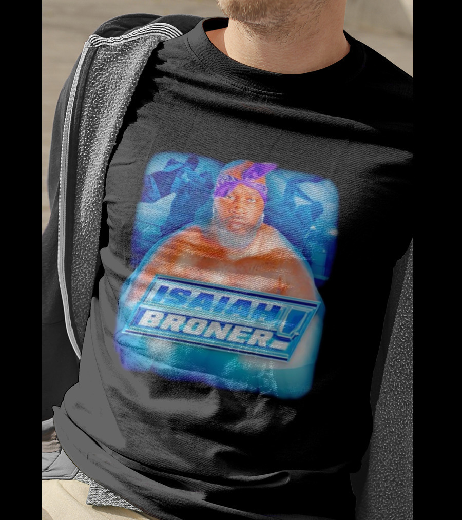 Isaiah Broner Iconic Blue Bandana Style Power Pose T-Shirt