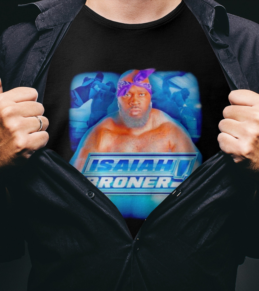 Isaiah Broner Iconic Blue Bandana Style Power Pose T-Shirt