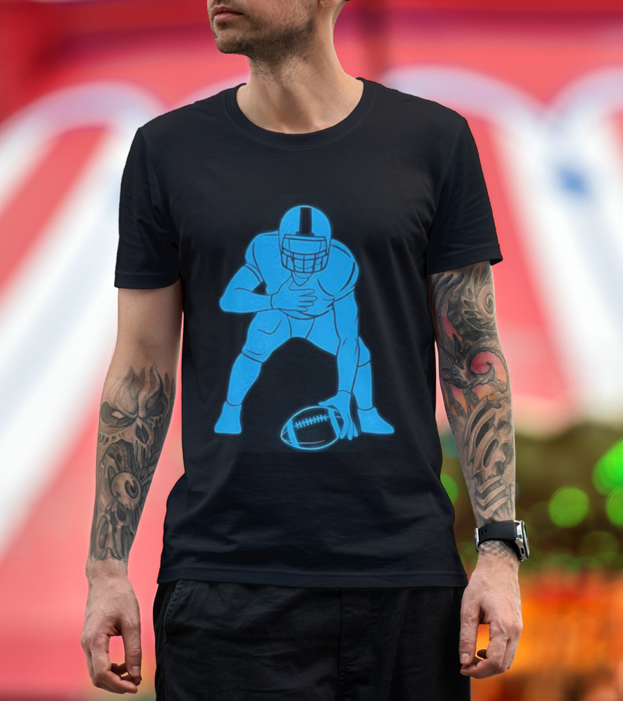 Matthew Stafford Football Neon Glow Blue T-Shirt