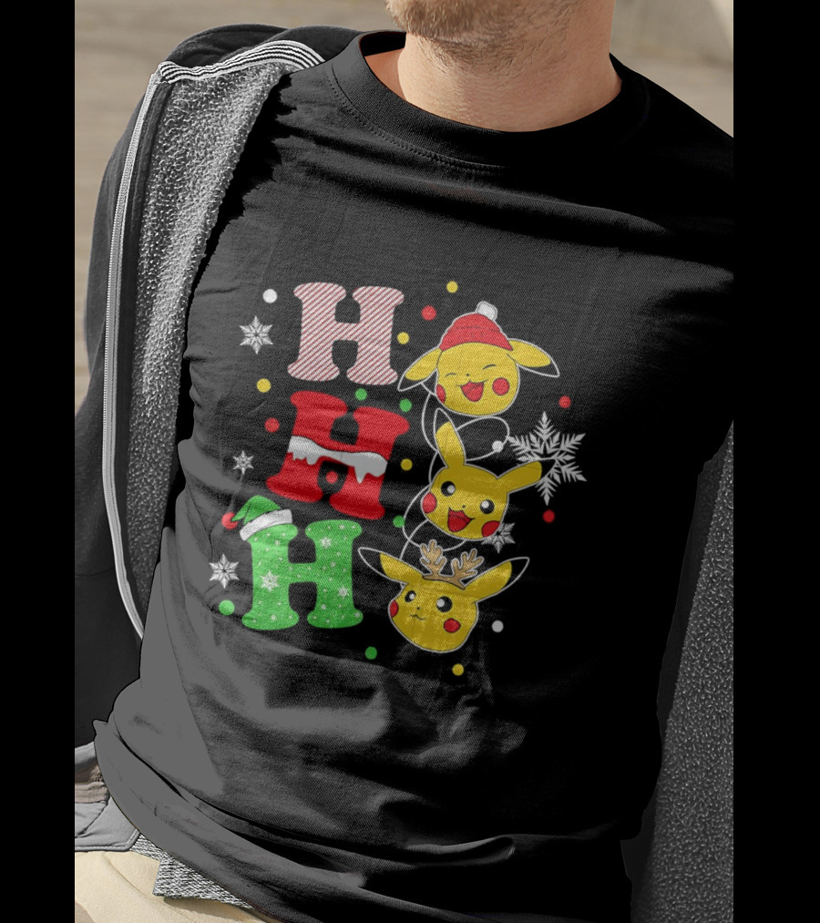 Pikachu Ho Ho Ho Christmas Festive Holiday Pokémon Celebration T-Shirt