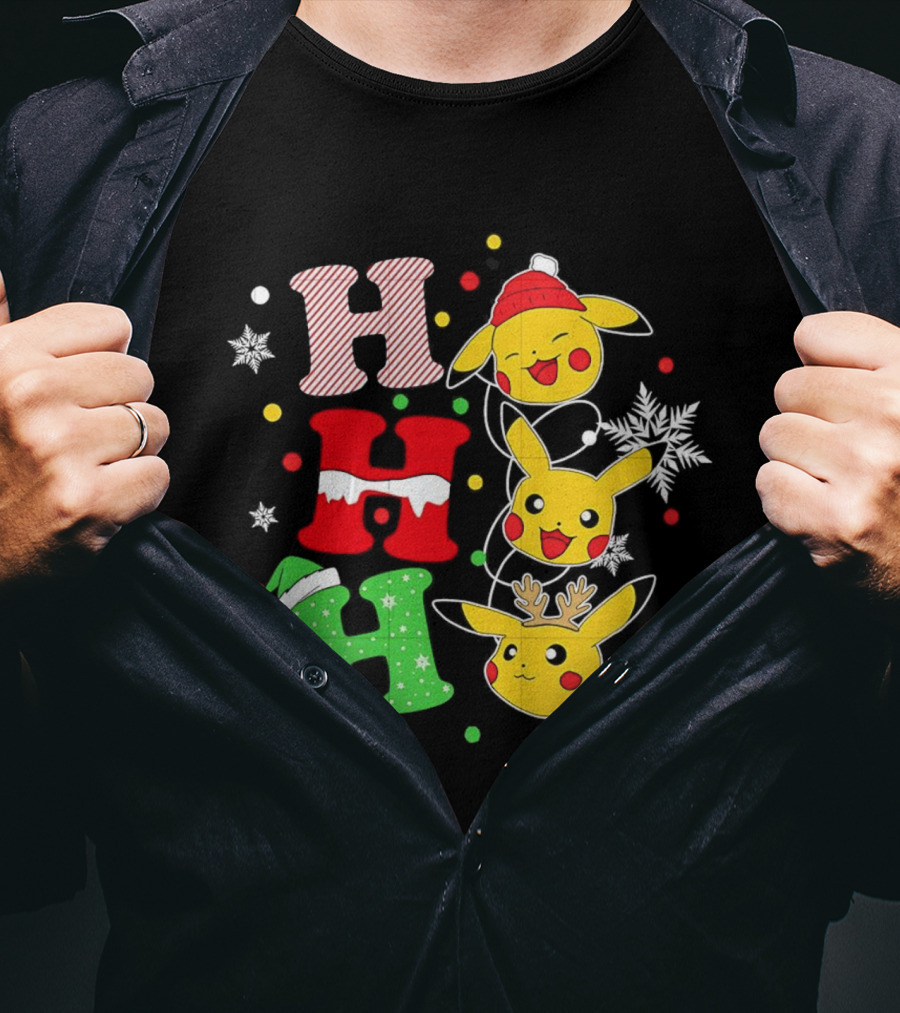 Pikachu Ho Ho Ho Christmas Festive Holiday Pokémon Celebration T-Shirt