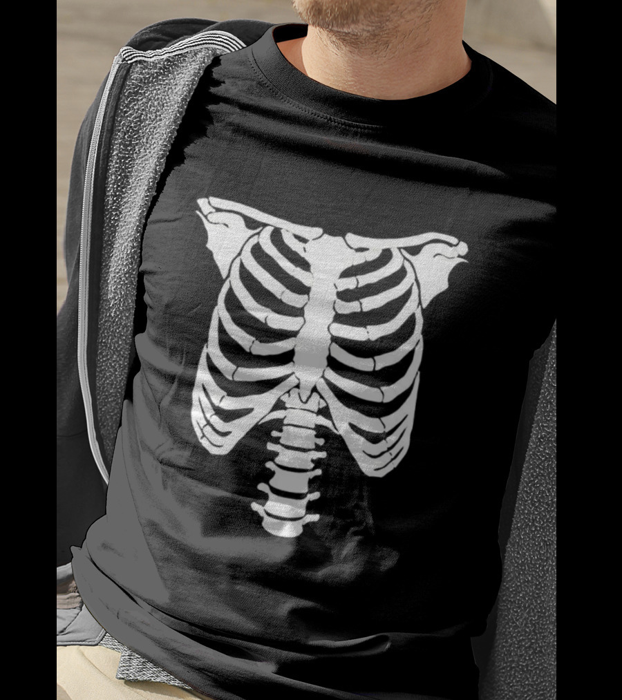 Rib Cage X-Ray Skeleton Anatomy Halloween Costume Print T-Shirt