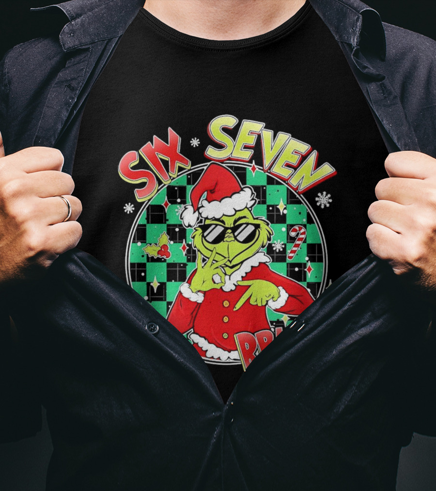 Six Seven Grinch Christmas Bruh Meme Holiday T-Shirt