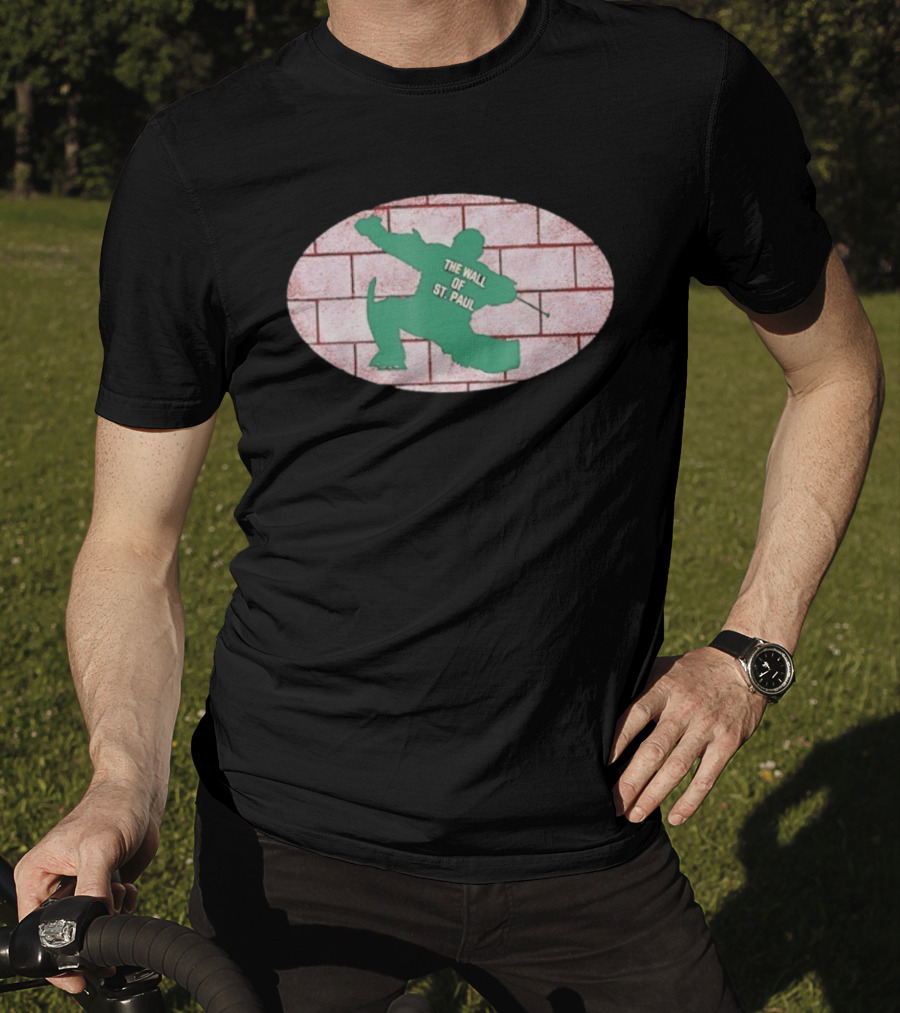 The Wall Of St. Paul Ice Hockey Figure On Brick Background T-Shirt