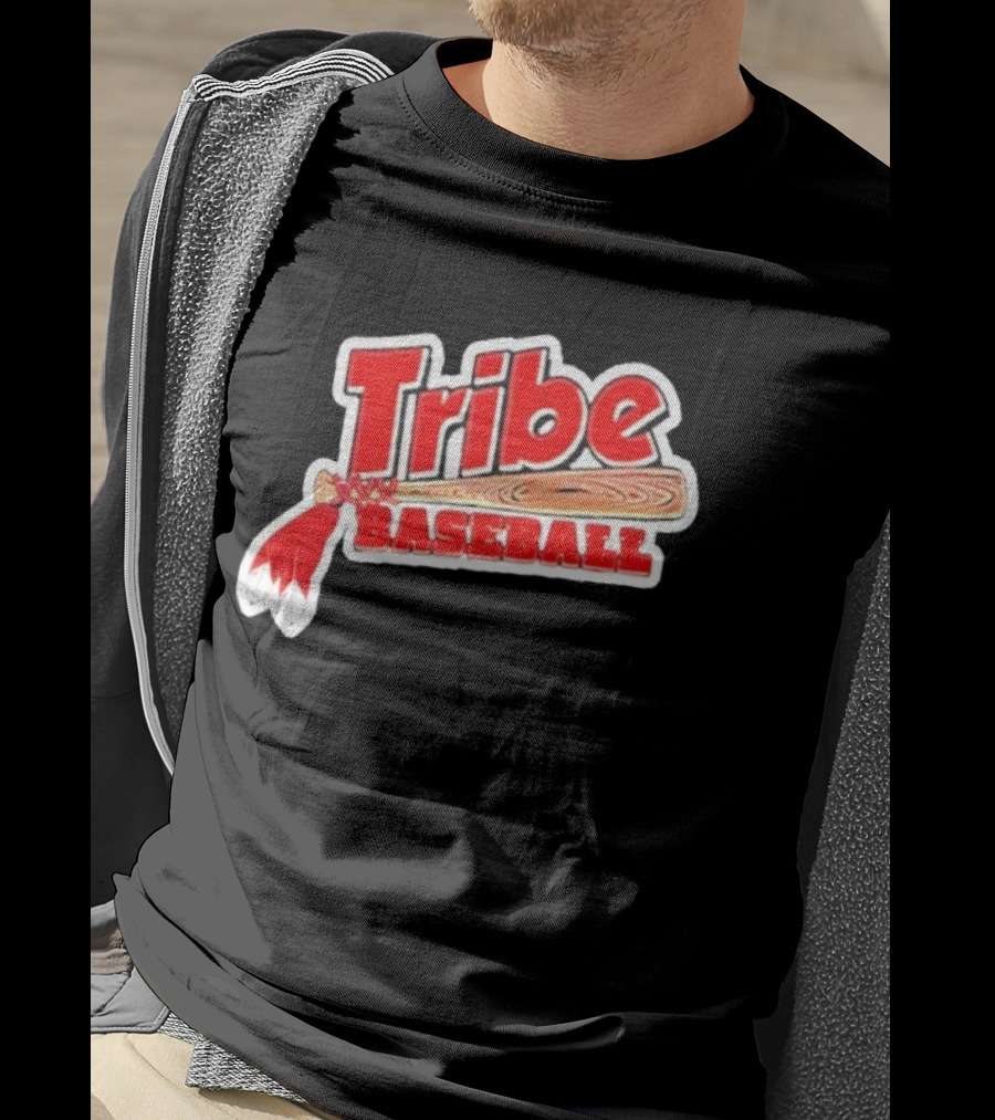 Tribe Baseball Bat Red Feather Bold Style T-Shirt