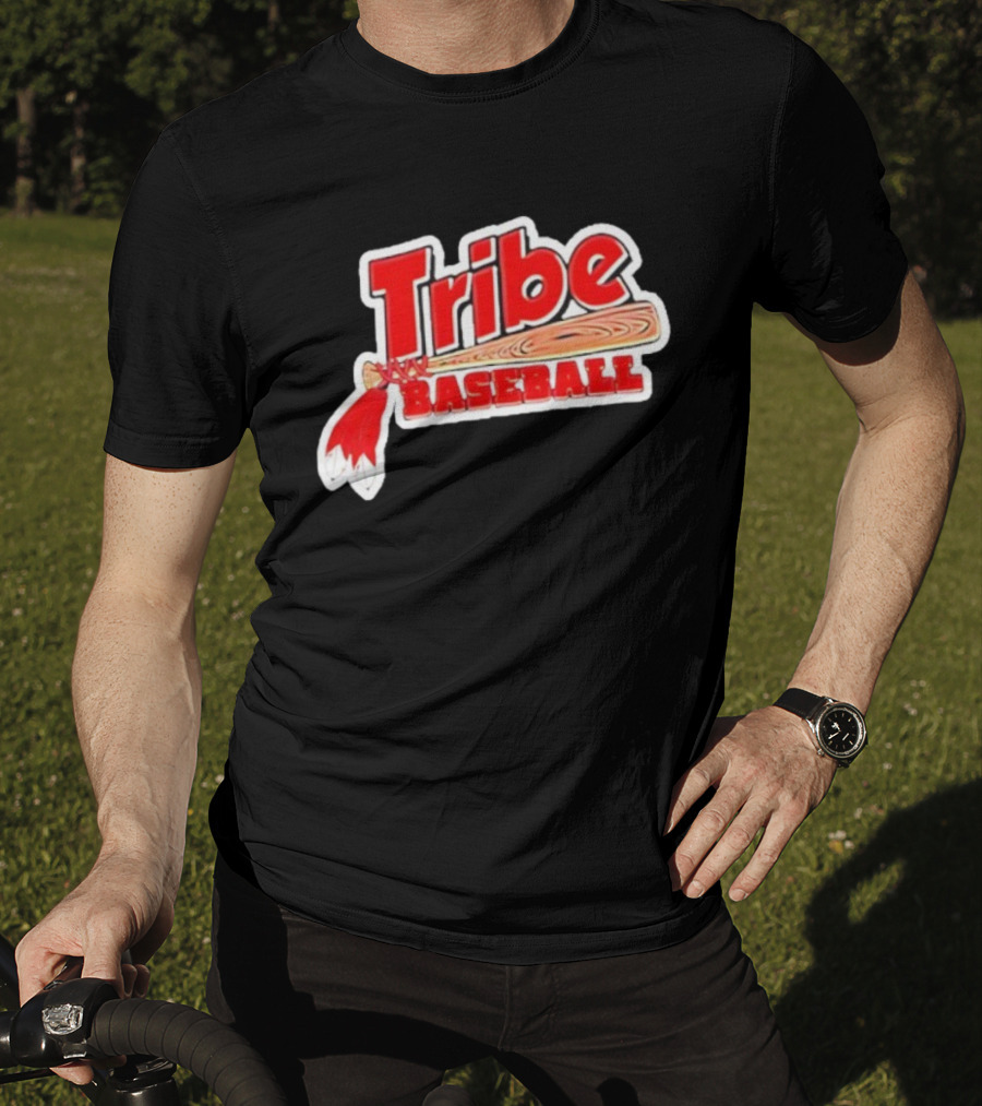 Tribe Baseball Bat Red Feather Bold Style T-Shirt