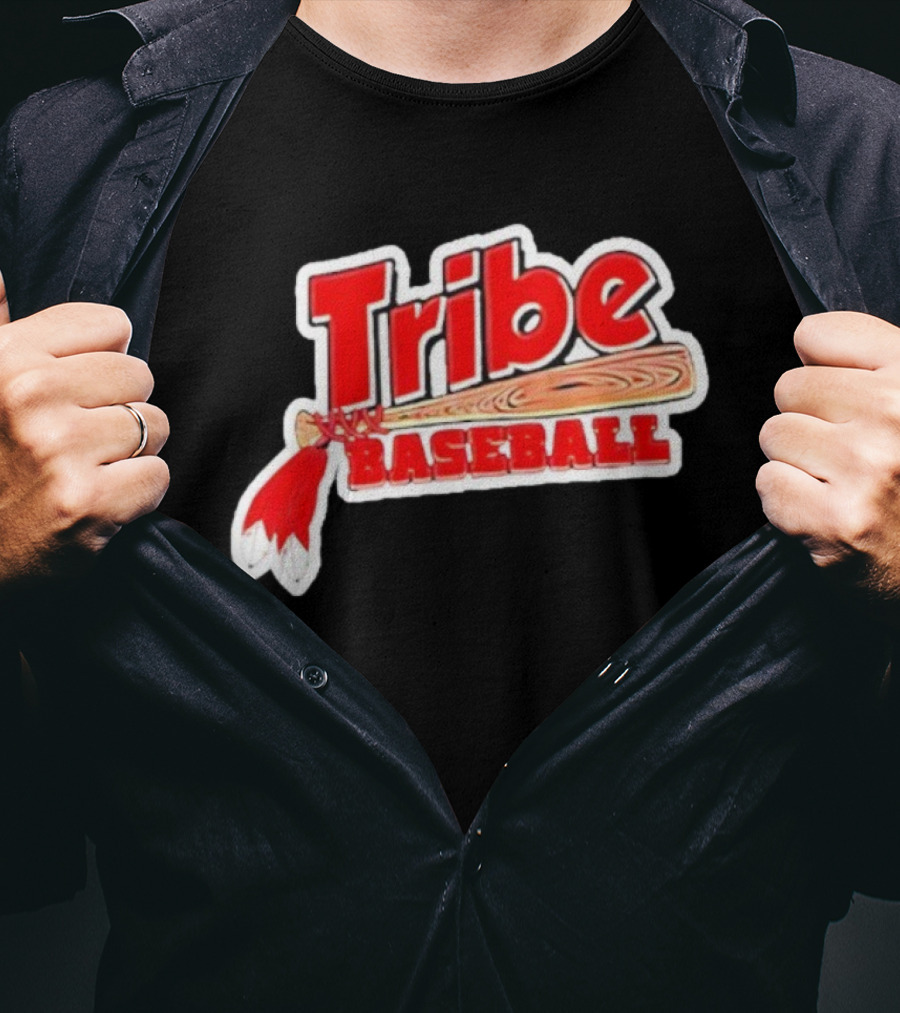 Tribe Baseball Bat Red Feather Bold Style T-Shirt