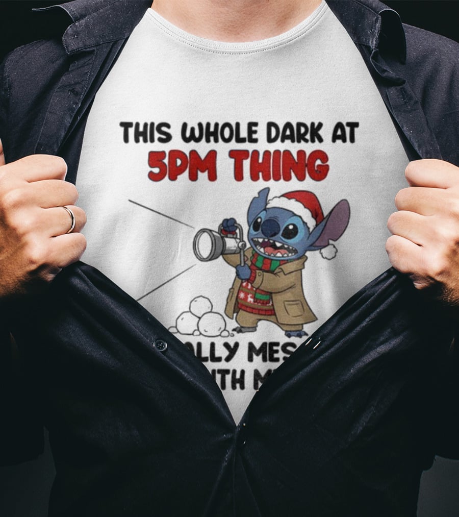 Stitch This Whole Dark At 5PM Thing Is Really Messing With Me Santa Christmas T-Shirt