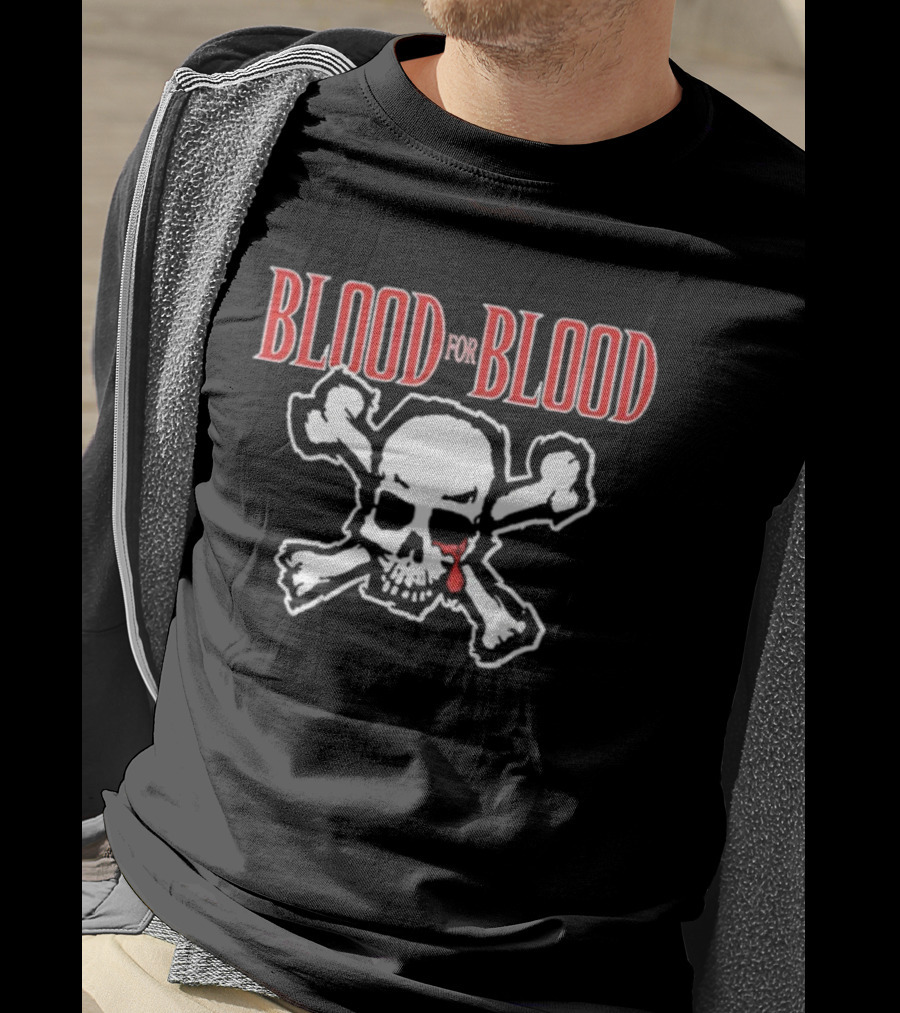 Blood For Blood Skull And Crossbones With Red Accent T-Shirt