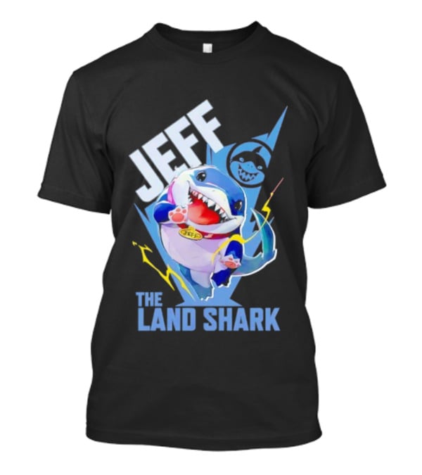 Jeff The Landshark Fun Colorful Cartoon Character With Lightning Bolt T-Shirt