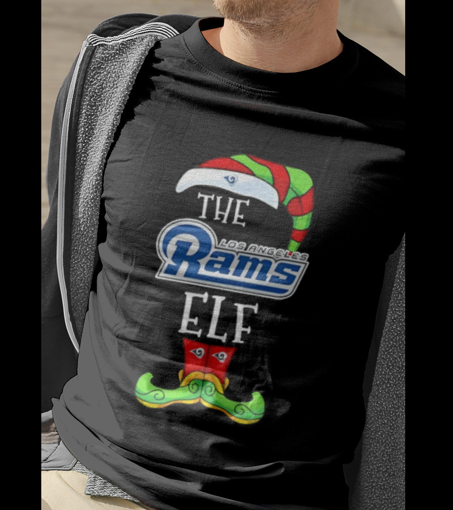 THE RAMS ELF Christmas Hat And Mustache T-Shirt