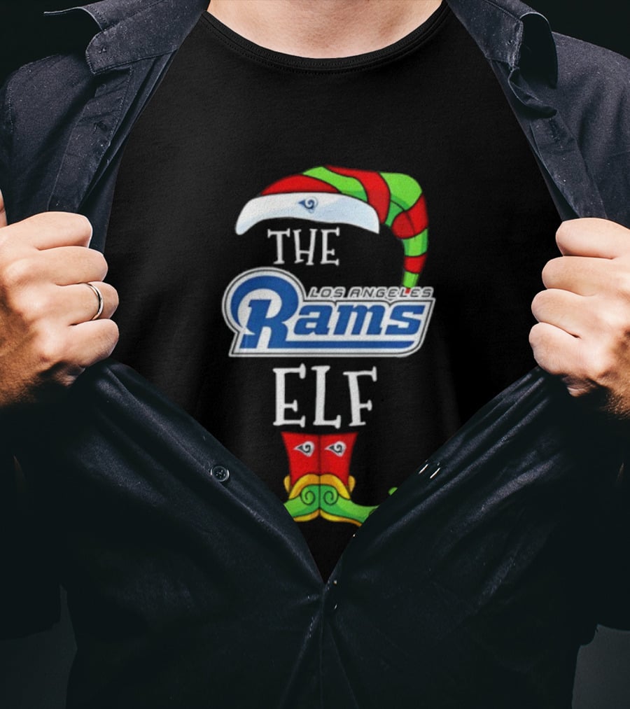 THE RAMS ELF Christmas Hat And Mustache T-Shirt