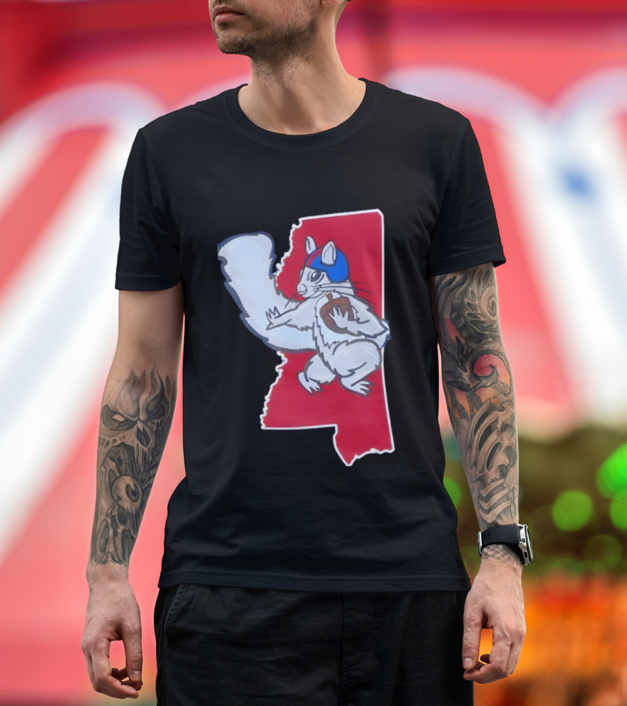 Ole Squirrel Football Play Strategy Mississippi Map T-Shirt