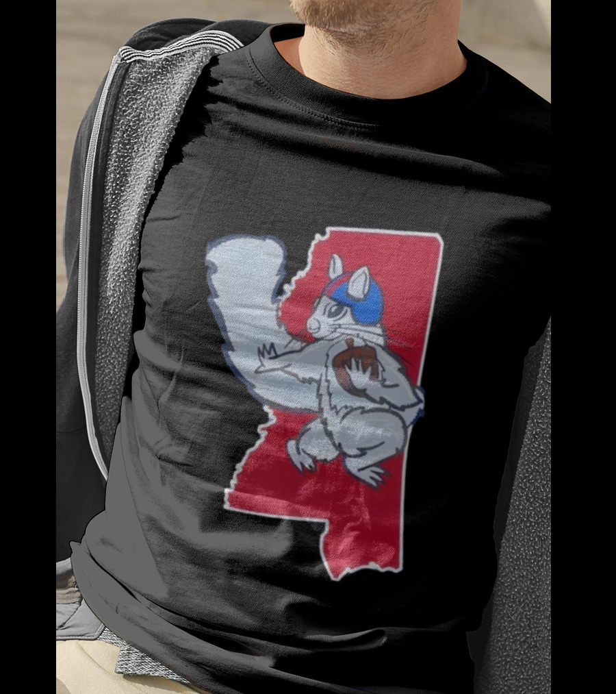 Ole Squirrel Football Play Strategy Mississippi Map T-Shirt