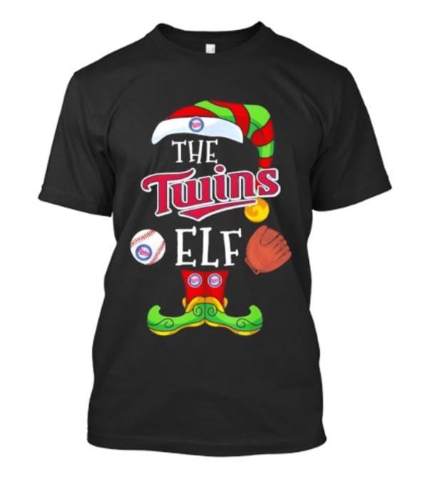 The Twins ELF Holiday Baseball Theme Hat And Glove T-Shirt