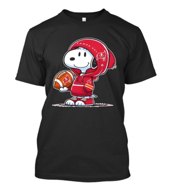 Snoopy Tampa Bay Buccaneers Football Outfit With Helmet And Ball Peanuts NFL Fan T-Shirt