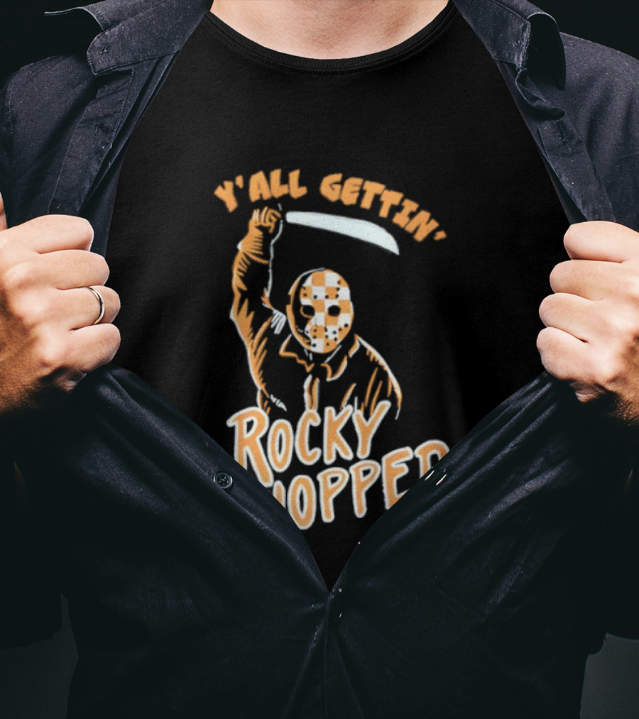 Y’all Gettin’ Rocky Chopped Checkered Mask And Machete Art T-Shirt