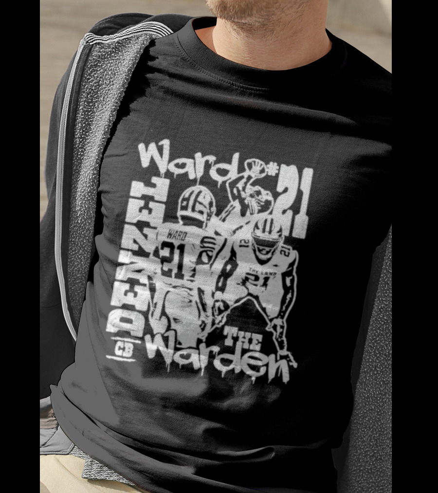 Denzel Ward 21 The Warden Graffiti Collage T-Shirt