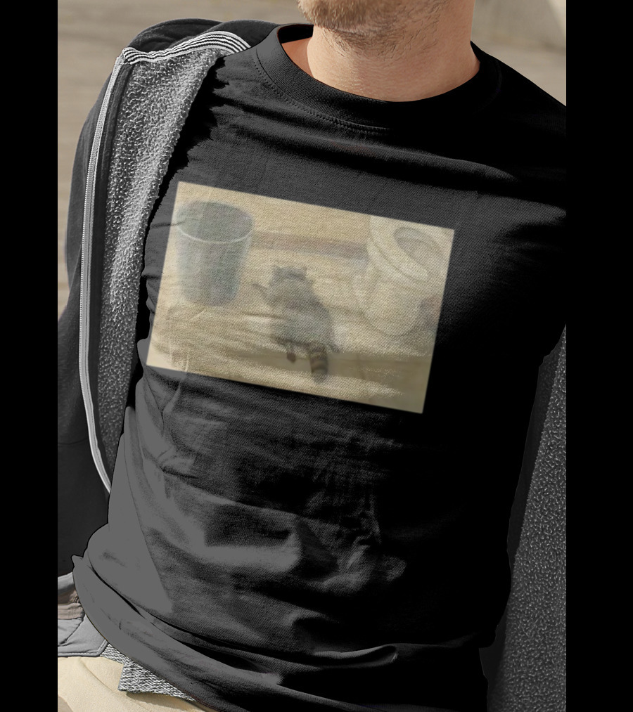 Raccoon Sleeping On Bathroom Floor Meme T-Shirt