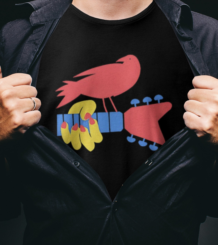 Woodstock Bird Holding Guitar Iconic Symbol T-Shirt