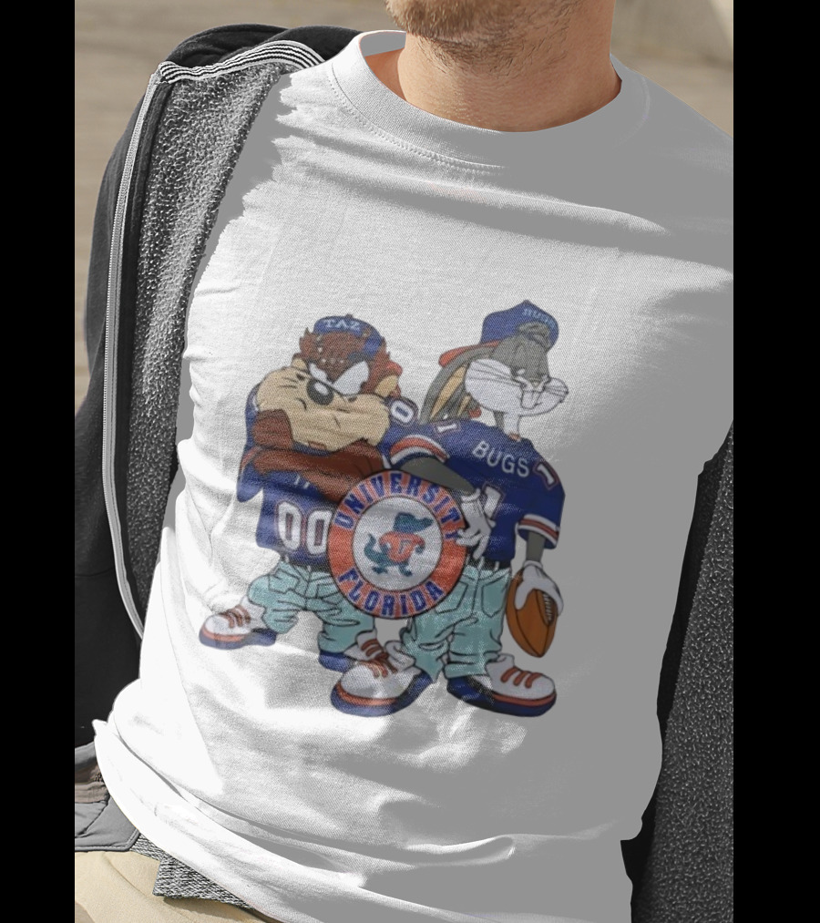 Florida Gators University Bugs Bunny Taz Looney Tunes Football T-Shirt