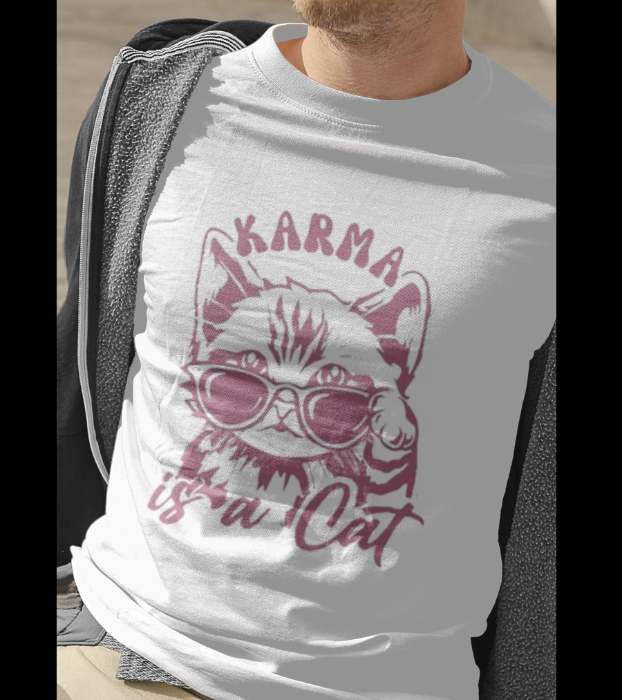 Karma Is A Cat Glasses T-Shirt